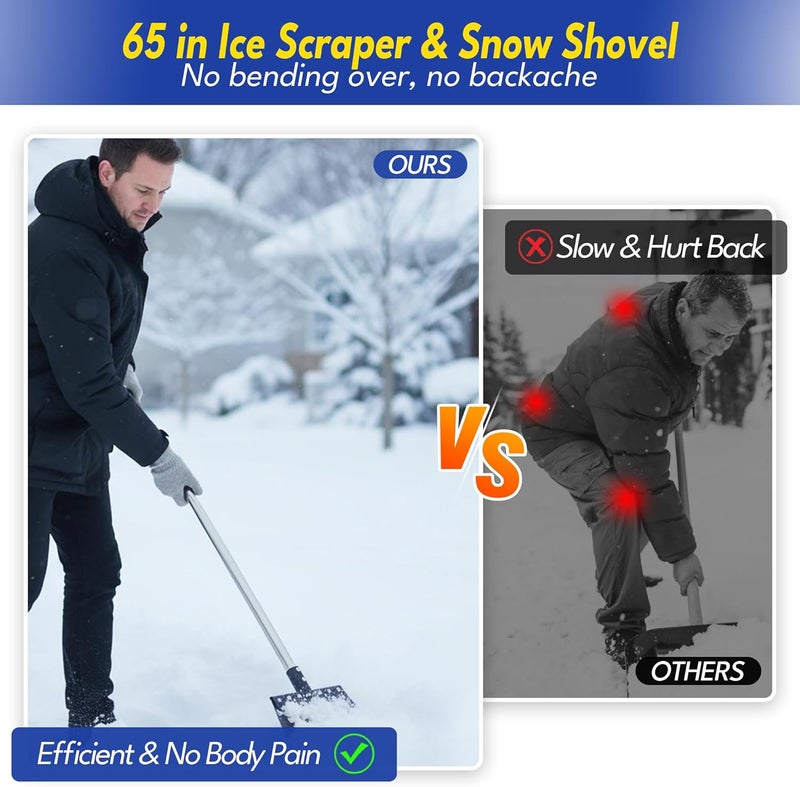 CKLT Ice Scraper for Driveway 65in Garden Flat Shovel Ice Chopper Heavy Duty Multi Weeding Shovel with 11in Spring Steel Blade Floor Scraper for Ice, Snow, Weed，Dirty, Moss, Driveway, Lawn Edging - Image 5